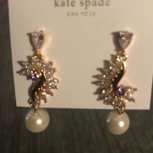 NWT Kate Spade Pearl and Lavender Earrings With Signature Dust Bag
